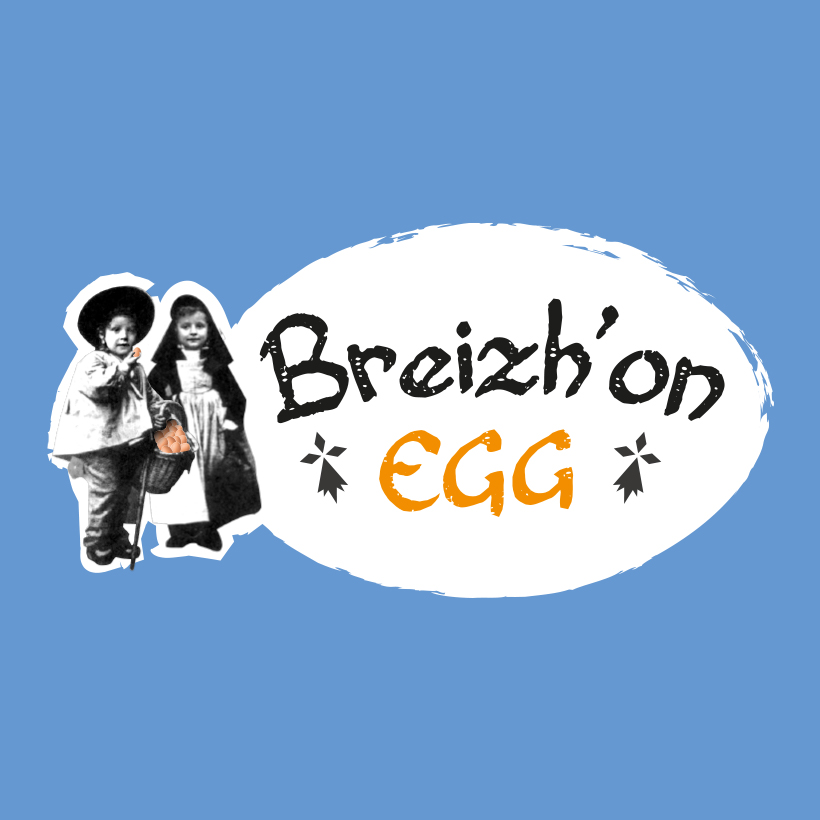 Logo Breizh’on Egg, sur fond bleu