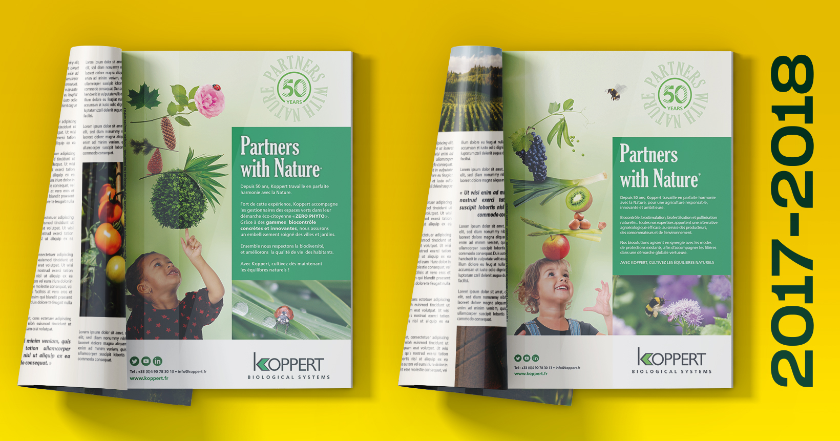 Papeterie Koppert, Partners with nature, 2017, 2018, sur fond jaune