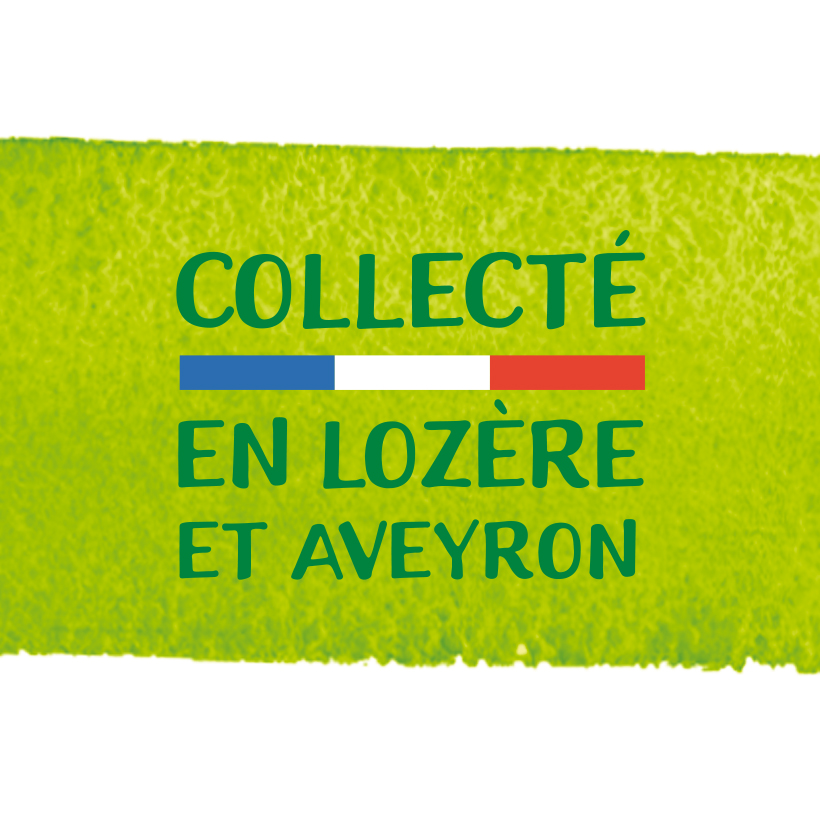 Élément marketing La Bergerie, allégation sur fond aquarelle vert, avec drapeau français