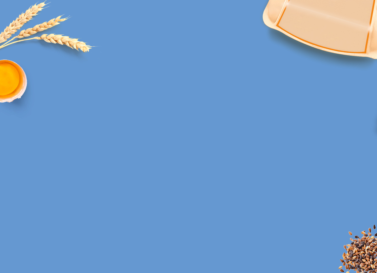 Illustration d’ambiance Breizh’on Egg, jaune d’oeuf, graines de lin, épi de blé et boite d’oeuf sur fond bleu