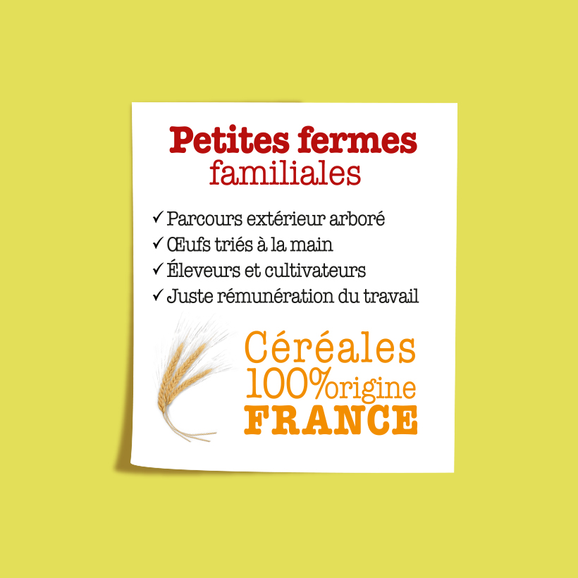 Élément marketing Breizh’on Egg, petites fermes familiales, sur fond jaune