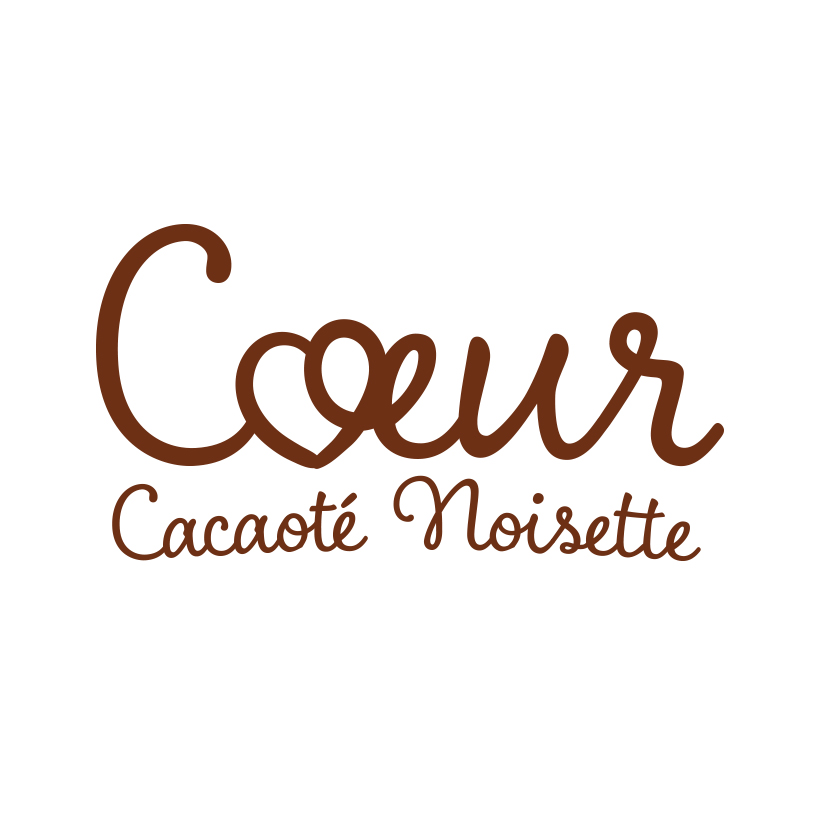 Dénomination produit Gavottes Cœur cacao noisette Locmaria, en marron sur fond blanc