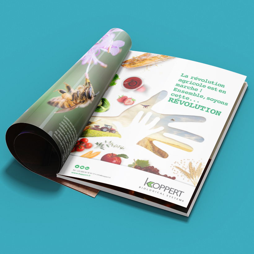 Papeterie Koppert, magazine, Révolution agricole, 2020, sur fond bleu