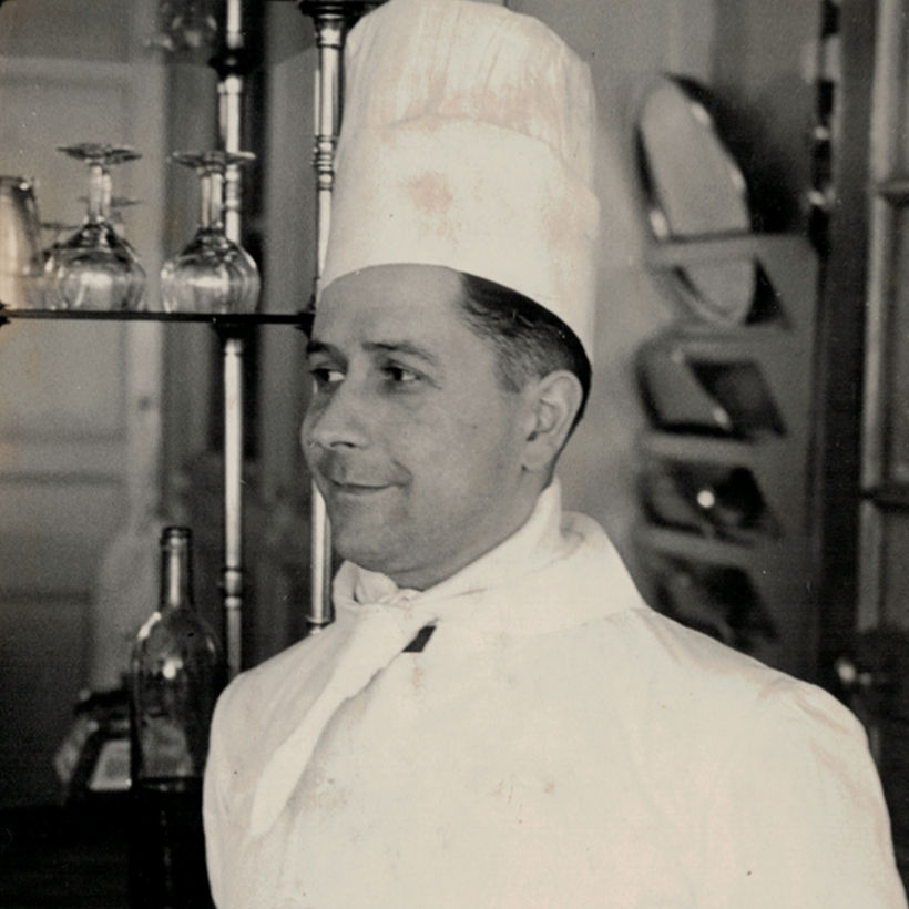 Image contexte Nolo Frères, portrait d’un chef cuisinier et créateur de l’entreprise, photo en noir et blanc