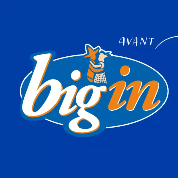 Logo Big In avant, sur fond bleu