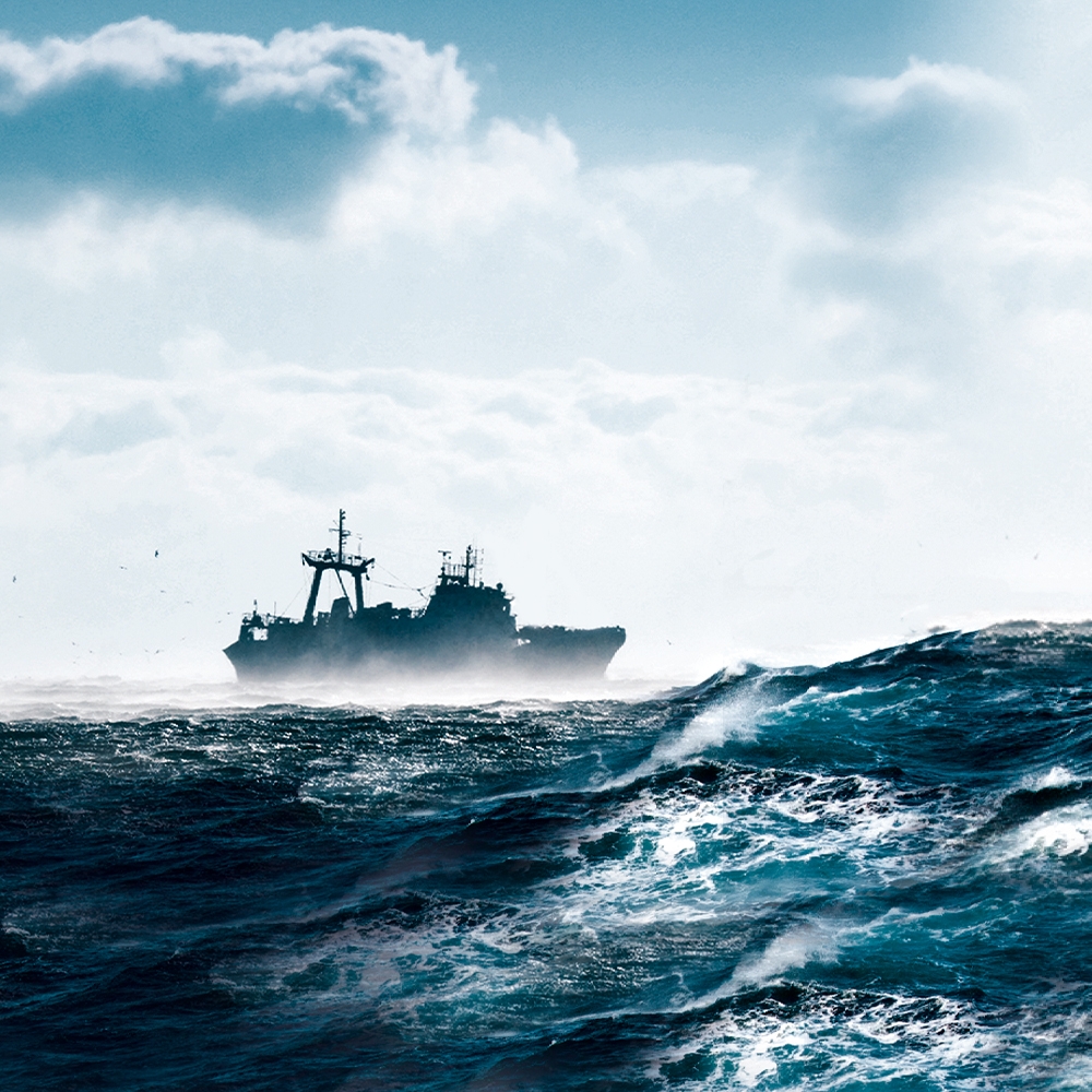 Image contexte Compagnie des pêches Saint Malo, navire en pleine mer