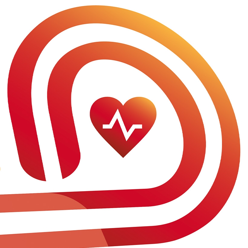 Symbole packaging Laïta, coeur et électrocardiogramme rouge sur fond blanc