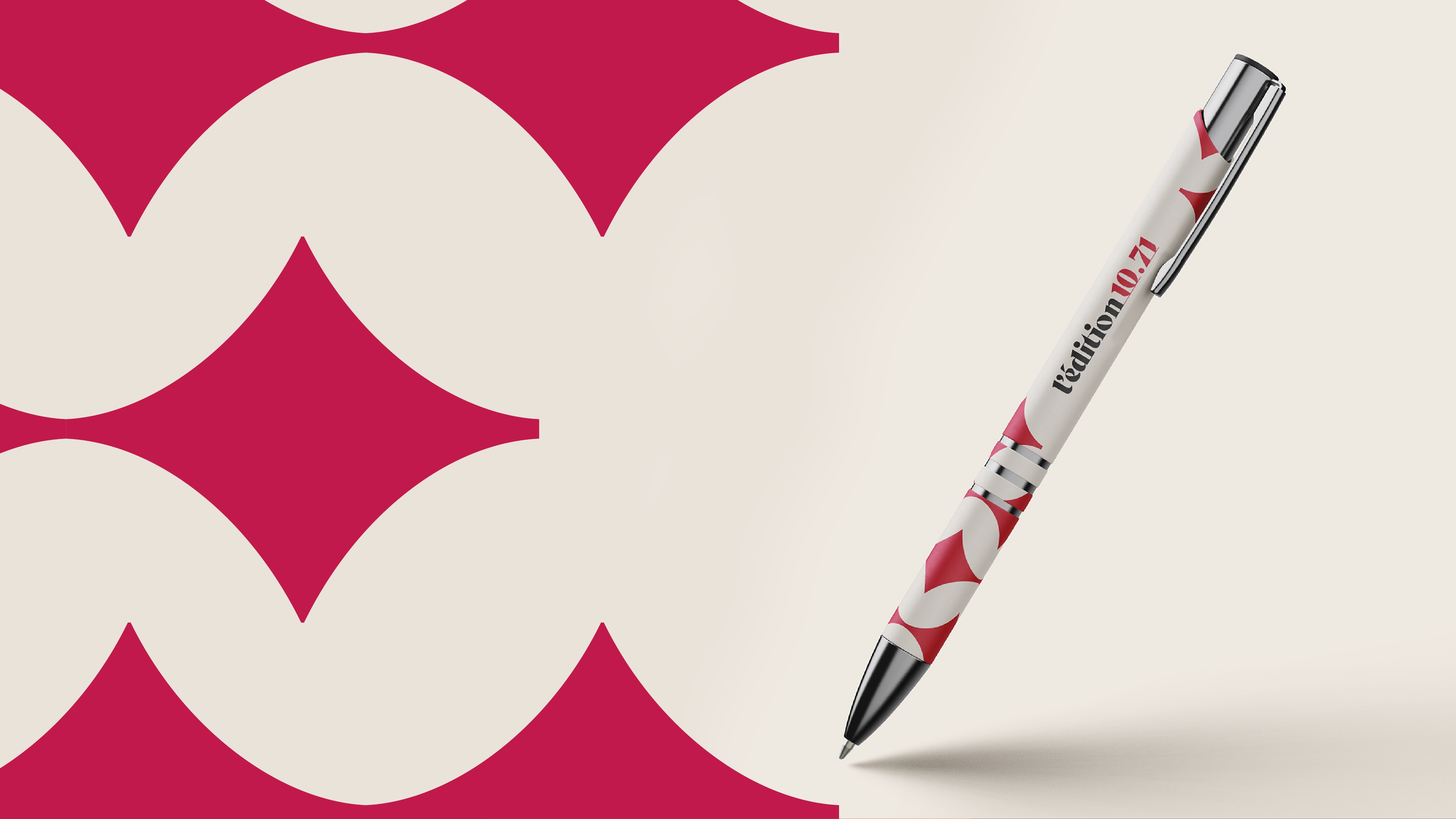 un motif inspiré du logo de l’édition 10.71 avec un stylo au couleur de la marque