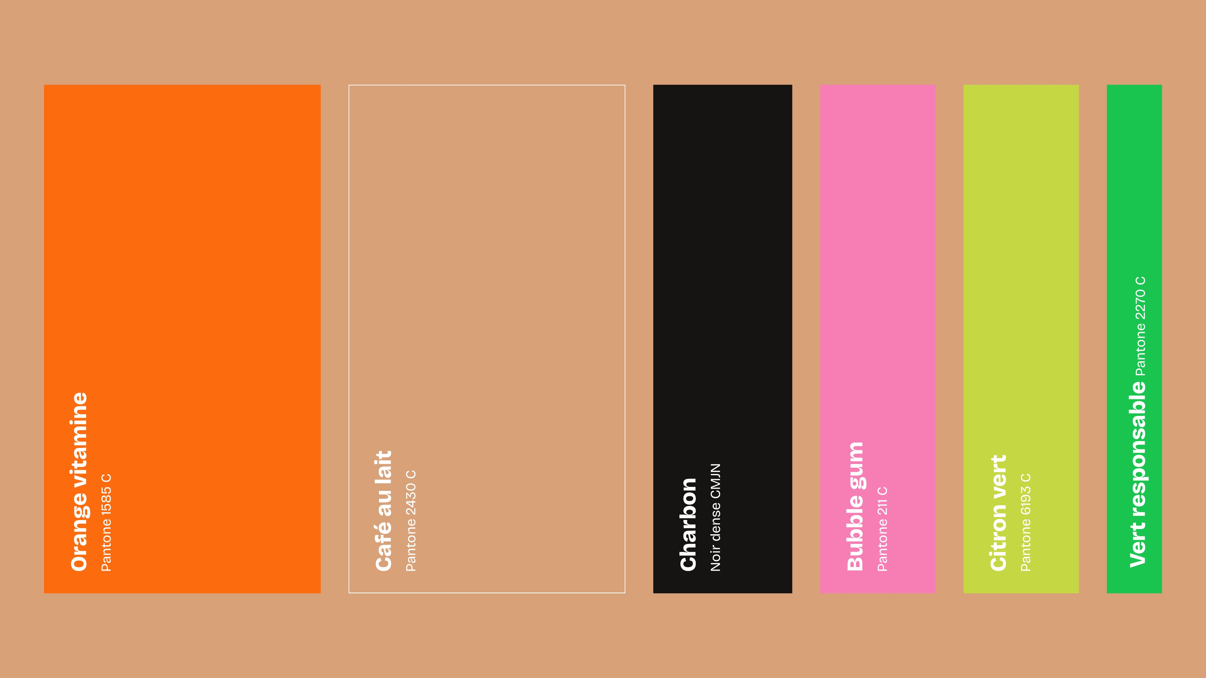 Présentation des couleurs de la marque Inno’vert Conseil avec les nom des Pantone correspondants